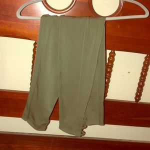 High waisted, ankle cut out, olive green leggings